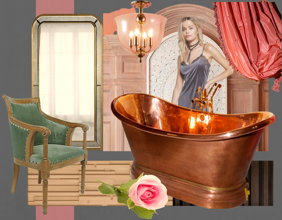 Moodboard ванной с натуральной палитрой, плиткой, сантехникой, светом и мягкими фактурами